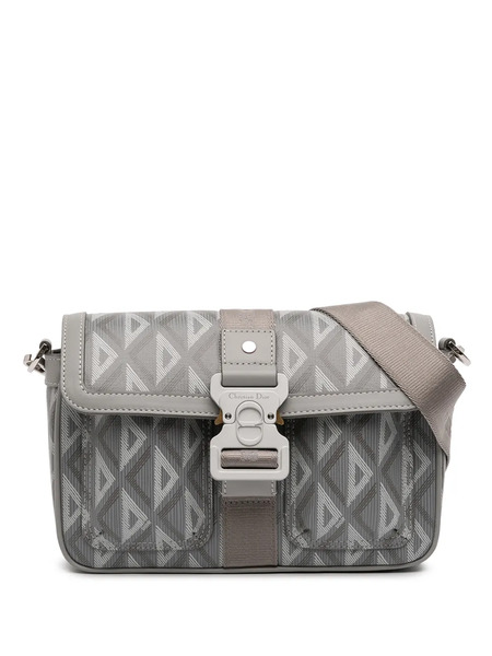  Christian Dior Pre-owned 2023 Mini Coated Canvas Cd Diamond Hit The Road Messenger Bag Crossbody Bag - Grey 