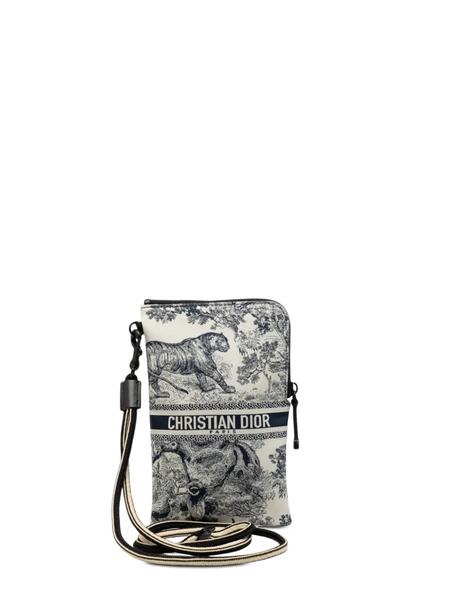  Christian Dior Pre-owned 2021 Technical Fabric Embroidered Toile De Jouy Diortravel Multifunction Pouch Crossbody Bag - Blue 