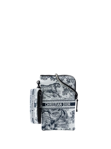  Christian Dior Pre-owned 2021 Technical Fabric Embroidered Toile De Jouy Diortravel Multifunction Pouch Crossbody Bag - Blue 