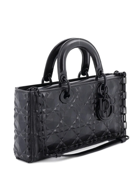  Christian Dior Pre-owned Ultra Matte Lady D-joy Bag Diamond Motif Cannage Calfskin Medium Satchel - Black 