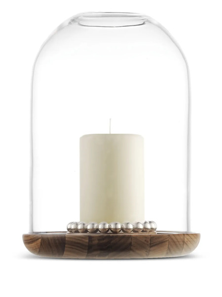  Christofle Glass-dome Walnut-base Hurricane - Brown 