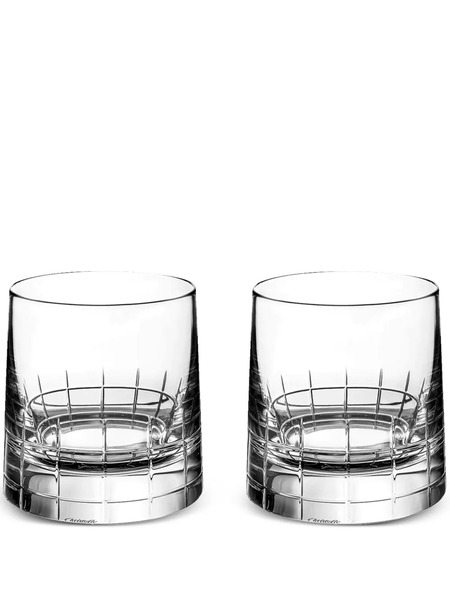  Christofle Graphik Old Fashioned Glasses (set Of Two) - White 