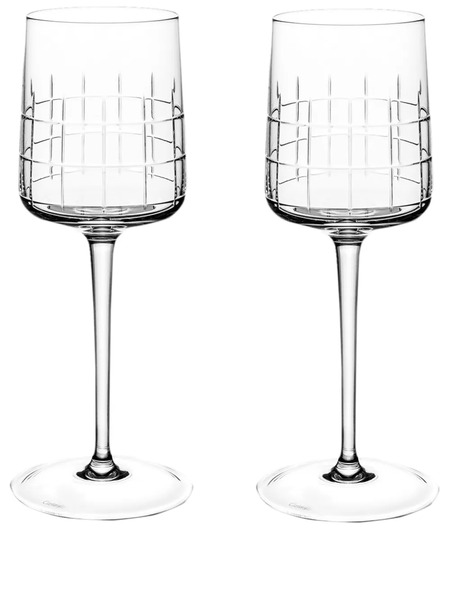  Christofle Graphik Wine Glasses (set Of Two) - White 