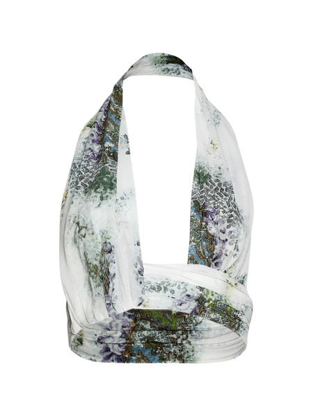  Christopher Esber Absence-print Crop Top - White 