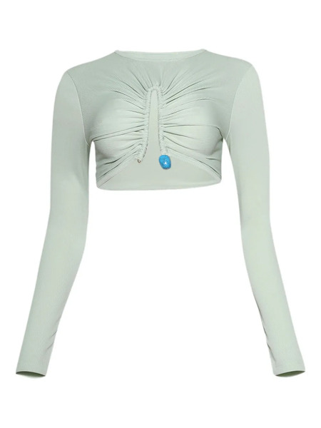  Christopher Esber Crystal-pin Ribbed Top - Green 