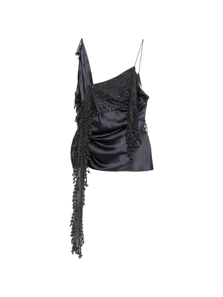  Christopher Esber Droplet-bead Crochet-trim Blouse - Blue 