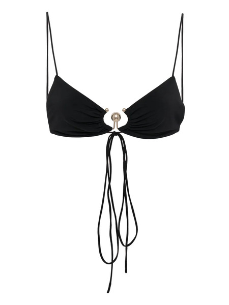  Christopher Esber Ruched Orbit Triangle Bikini Top - Black 