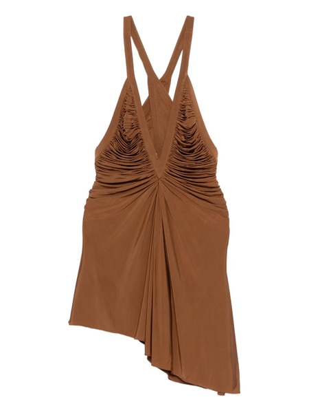  Christopher Esber Ruched V-neck Mini Dress - Brown 