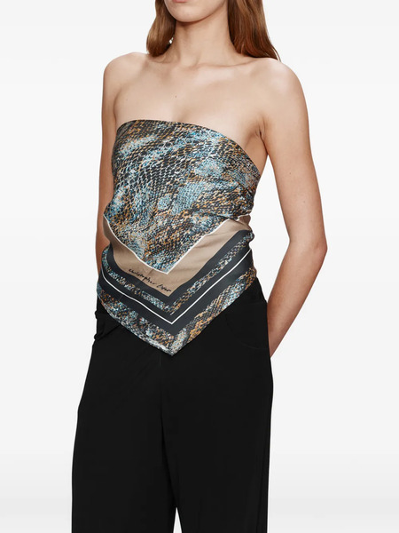  Christopher Esber Serpant Silk Scarf Blouse - Blue 