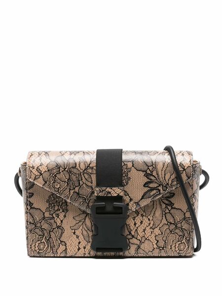  Christopher Kane Floral Buckle Shoulder Bag - Brown 