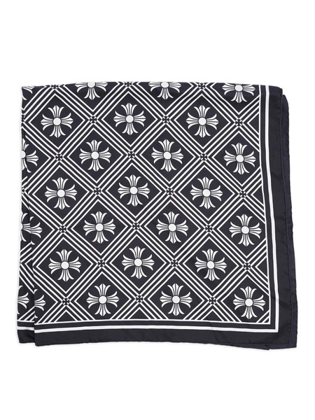  Chrome Hearts Patterned Silk Scarf - Black 