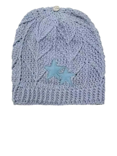  Chrome Hearts Star-patch Beanie Hat - Blue 