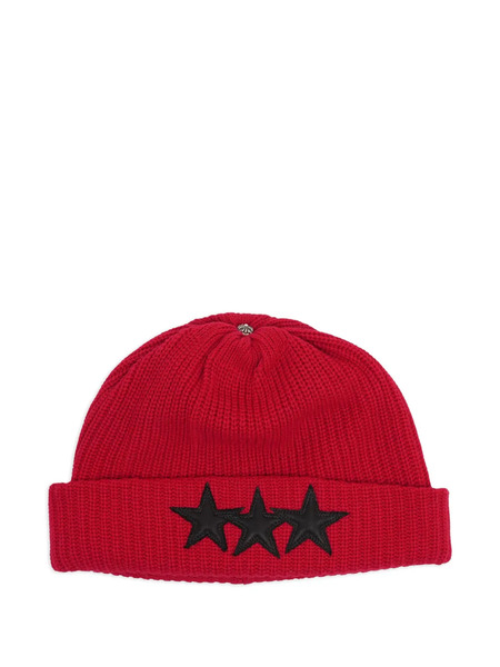  Chrome Hearts Star-patch Beanie Hat - Red 