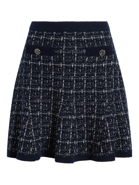  Cinq A Sept Ainara Button Check-pattern Mini Skirt - Blue 
