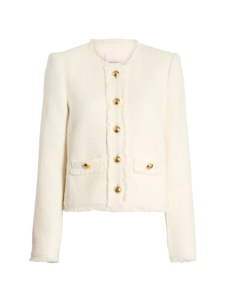  Cinq A Sept Christie Fringed Button Jacket - Neutrals 