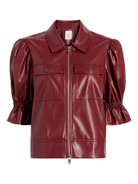  Cinq A Sept Holly Puff-sleeve Pocket Jacket - Red 