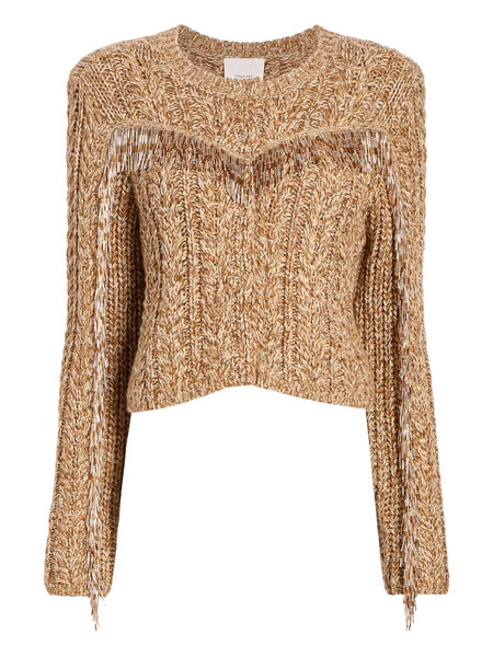  Cinq A Sept Lisabeth Bugle-fringed Sweater - Neutrals 