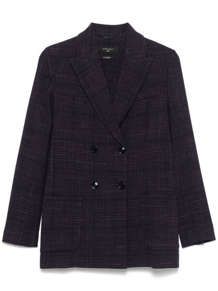  Circolo 1901 Check Double-breasted Blazer - Blue 