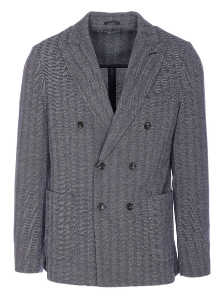  Circolo 1901 Double-breasted Chevron Jacket - Grey 