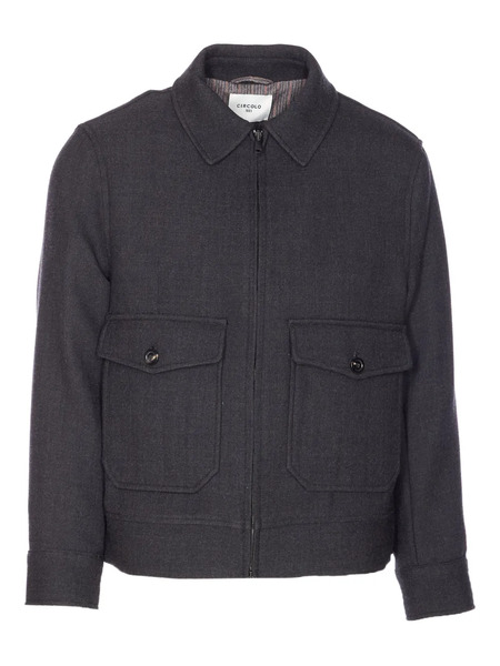  Circolo 1901 High-neck Buttoned-pocket Jacket - Grey 