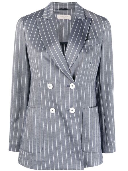  Circolo 1901 Pinstripe-pattern Double-breasted Blazer - Blue 