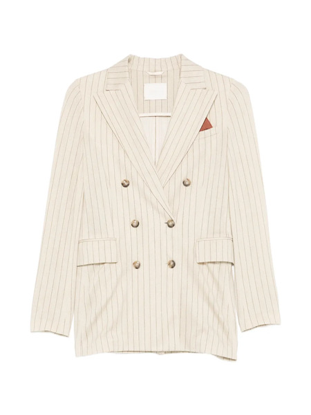  Circolo 1901 Striped Double-breasted Blazer - Neutrals 