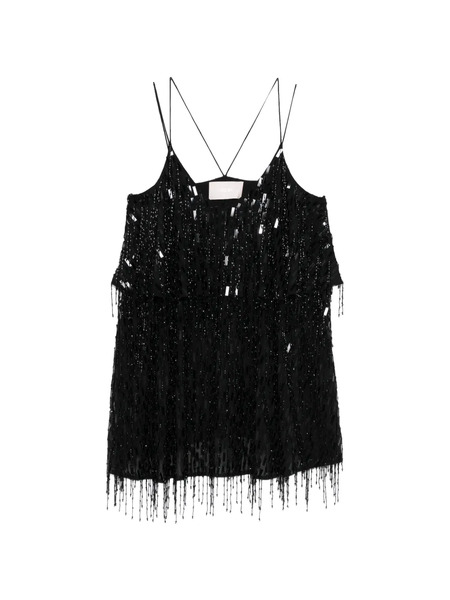  Circus Hotel Beaded Fringed Dress - Black 