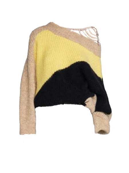  Circus Hotel Colour-block Crystal-embellished Sweater - Yellow 