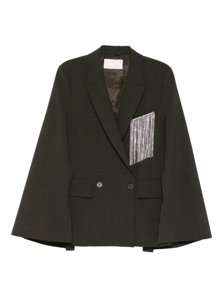  Circus Hotel Fringe Double-breasted Coat - Green 