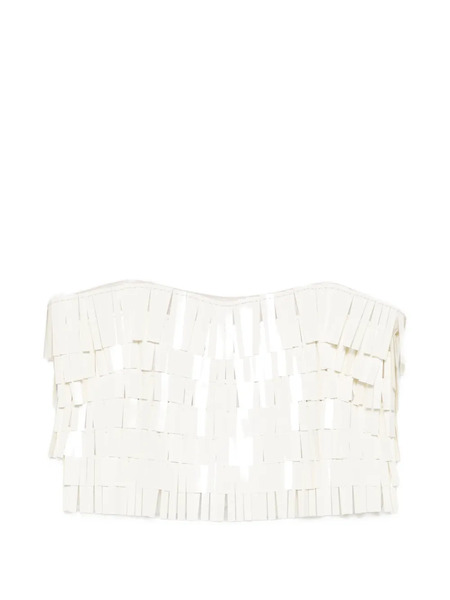  Circus Hotel Fringed Strappy Top - White 