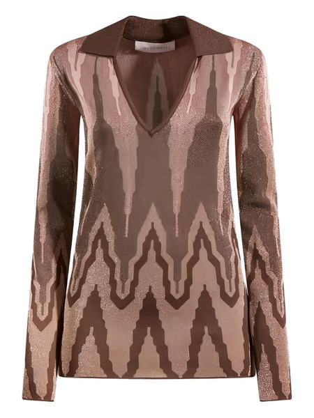  Circus Hotel Geometric-pattern Polo Jumper - Brown 