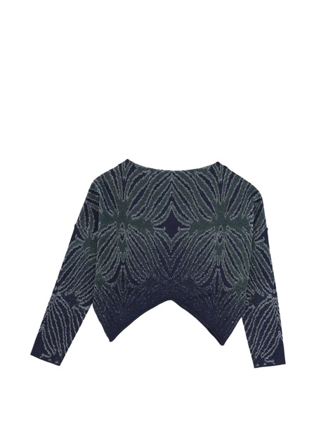  Circus Hotel Patterned Cropped Knitted Top - Blue 