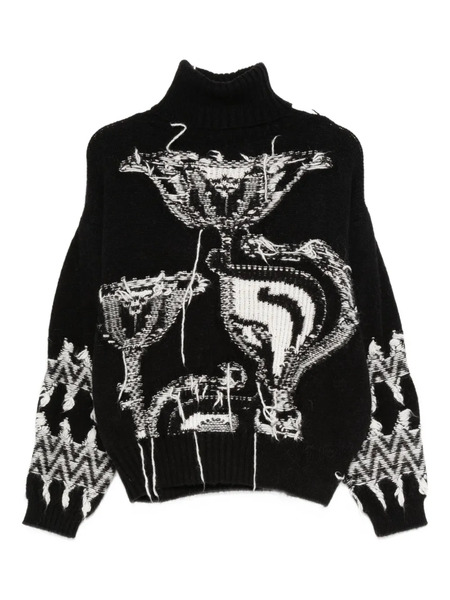  Circus Hotel Patterned Roll-neck Sweater - Black 