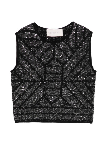  Circus Hotel Sequin-embellishment Top - Black 