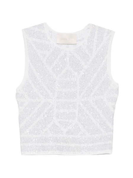  Circus Hotel Sequinned Sleeveless Top - White 