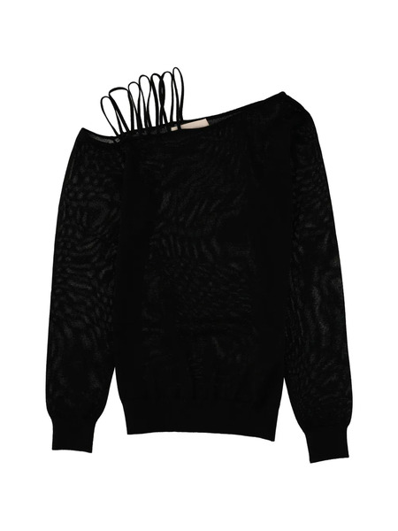  Circus Hotel Shoulder Strap Long-sleeve Sweater - Black 