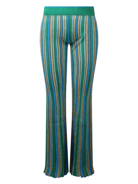  Circus Hotel Striped Flared Trousers - Green 
