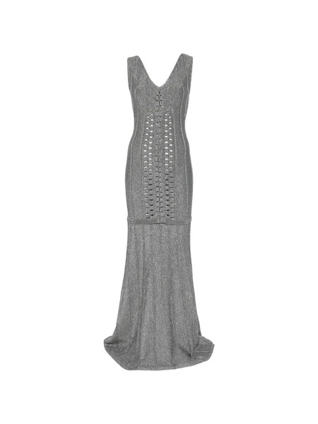  Circus Hotel V-neck Openwork Dress - Silver 