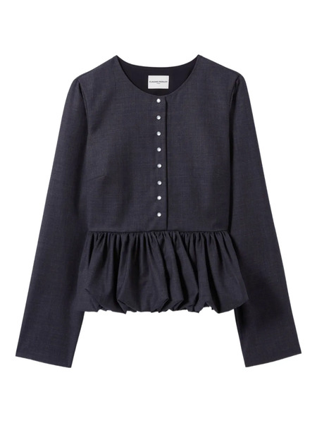  Claudie Pierlot Bubble-hem Buttoned Top - Grey 