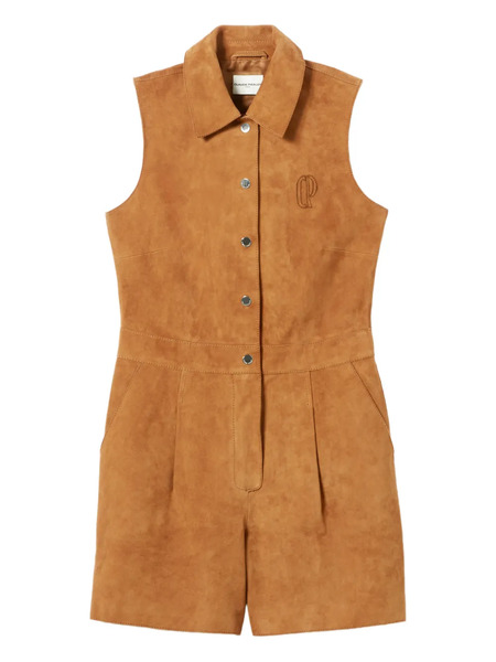  Claudie Pierlot Collared Embroidered Jumpsuit - Brown 
