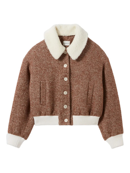 Claudie Pierlot Herringbone Bomber Jacket - Brown 