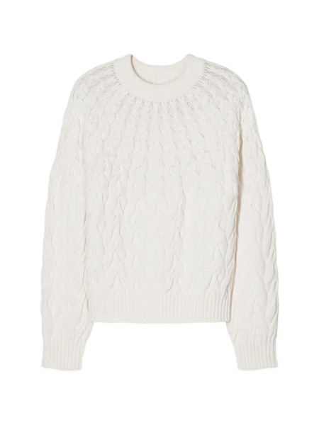  Closed Crew-neck Cable-knit Sweater - White 