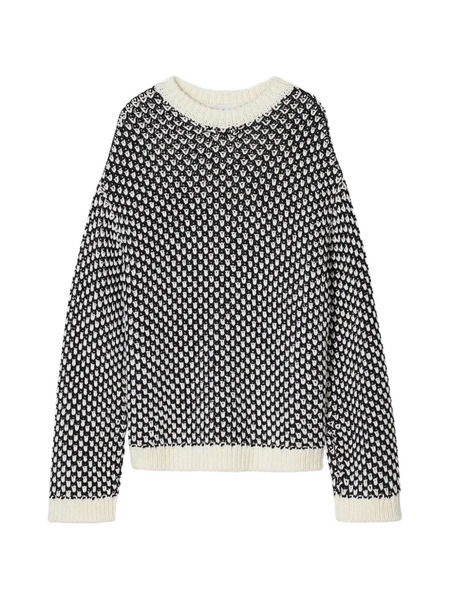  Closed Crew-neck Patterned Sweater - White 