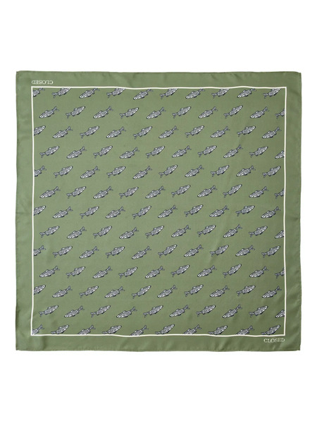  Closed Fish-print Silk Scarf - Green 