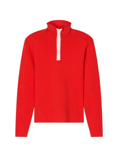  Closed Half-zip Long-sleeve Sweater - Red 