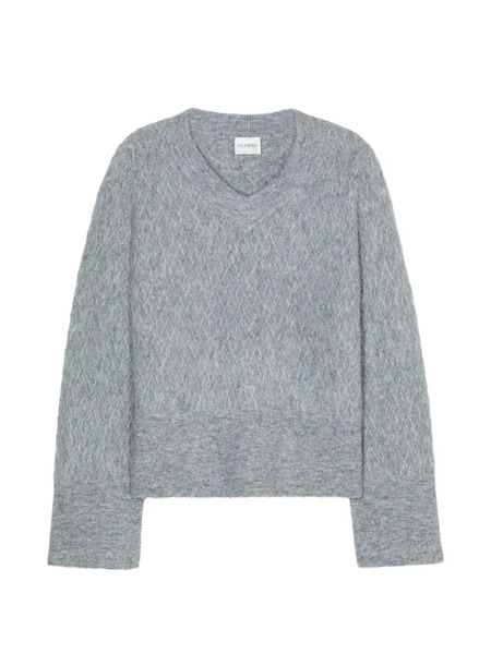  Closed Patterned V-neck Sweater - Grey 