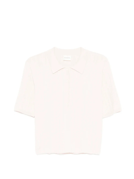  Closed Ribbed Buttoned Polo Top - Pink 