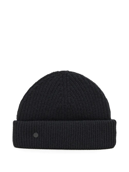 Closed Ribbed Folded-cuff Beanie - Black 