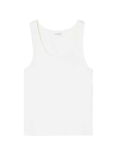  Closed Ribbed Tank Top - White 