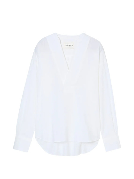  Closed V-neck Shirt - White 